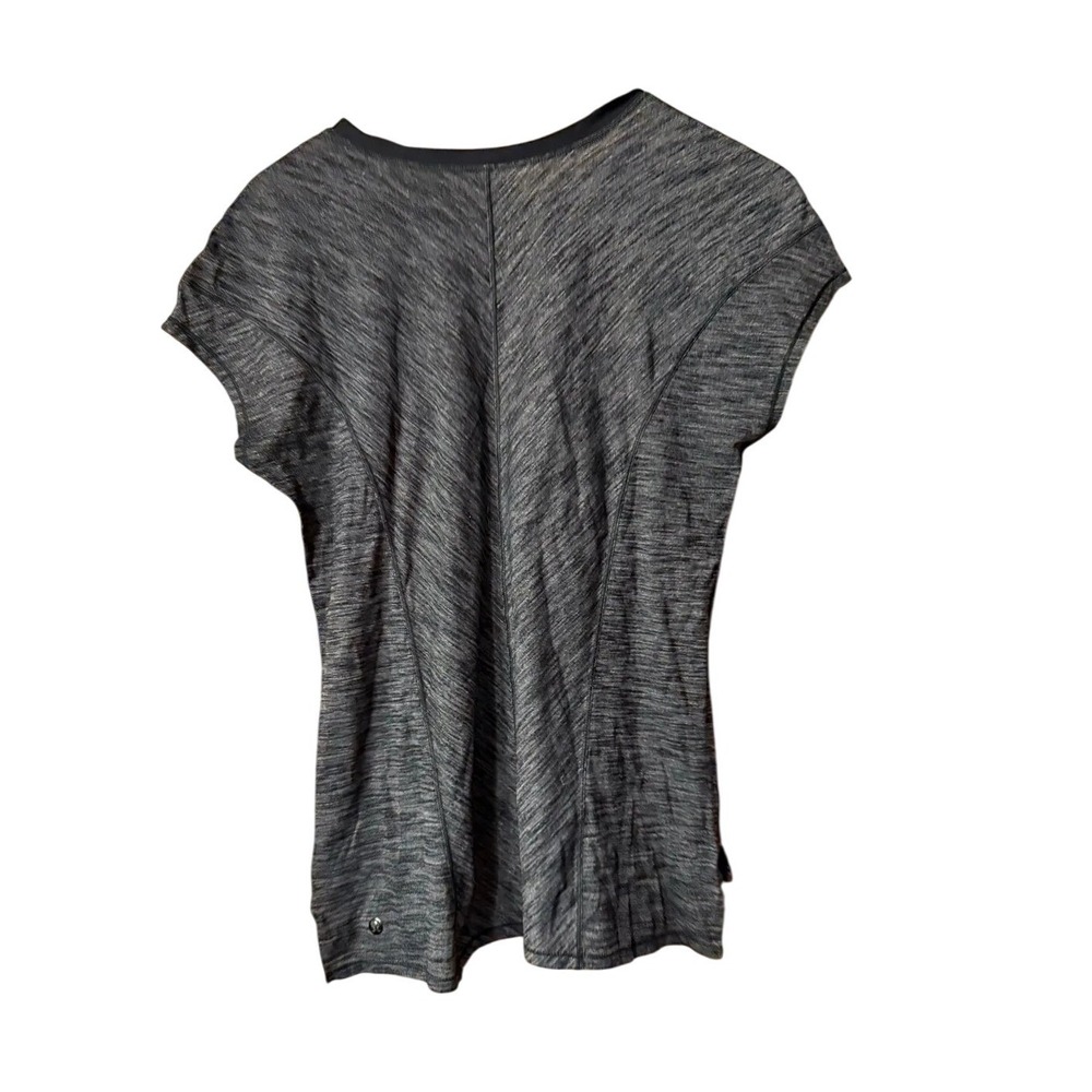 Lululemon Retreat Heathered Black Short Sleeve Athletic T-Shirt‎ Womens Top - Picture 8 of 8